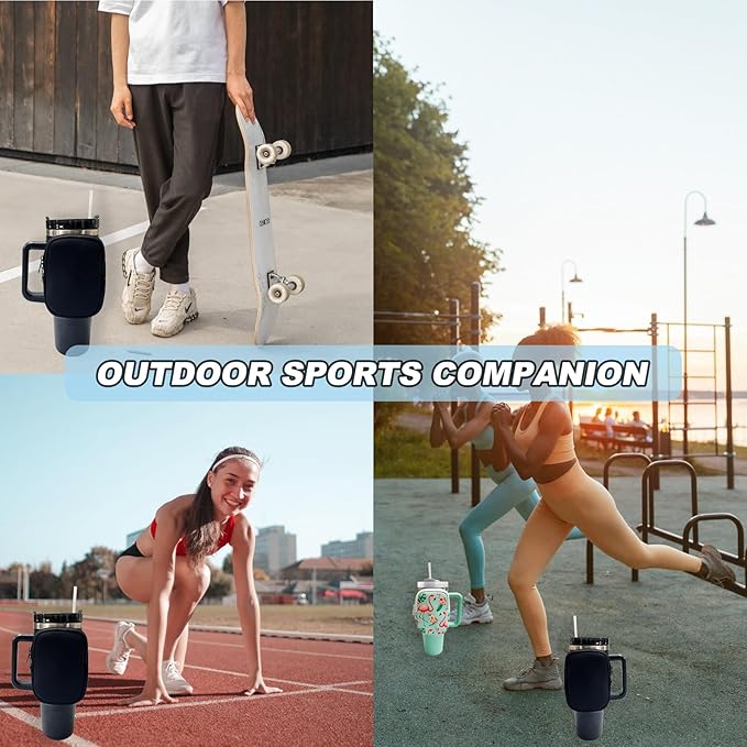 Water Bottle Pouch for Stanley Quencher Adventure 40oz & Stanley IceFlow 20oz 30oz,Tumbler Pouch with Pocket, for Keys, Wallet, Cards, Earphone,Compact, Versatile (Black)