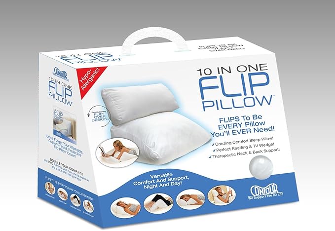 Contour Products, Flip Pillow w. White Case, Standard Size (20 inch Width)