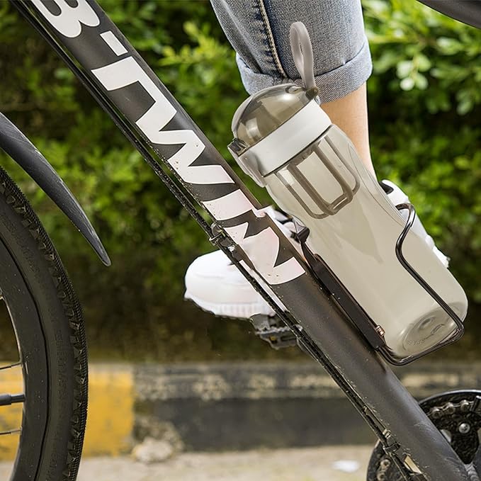 28oz Water Bottle with Fruit Infuser Strainer, BPA-Free Sports Water Bottle, One-Click Clear Water Bottle with Safety Lock for Office, Gym, Outdoors, Grey