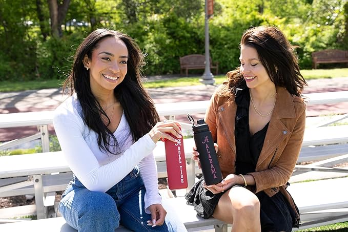 Alabama Roll Tide Water Bottle - Red Double Walled Stainless Steel 24 oz Keeps Drinks Cold or Hot