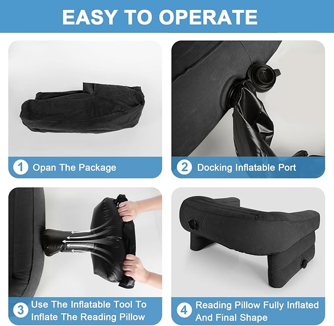 cjc Reading Pillow for Gaming, Memory Foam Gaming Pillow for Lap with Coaster, Hight Adjustable Lap Desk Pillow for Reading, Working, Crocheting or Sitting in Bed Floor Sofa (Black)