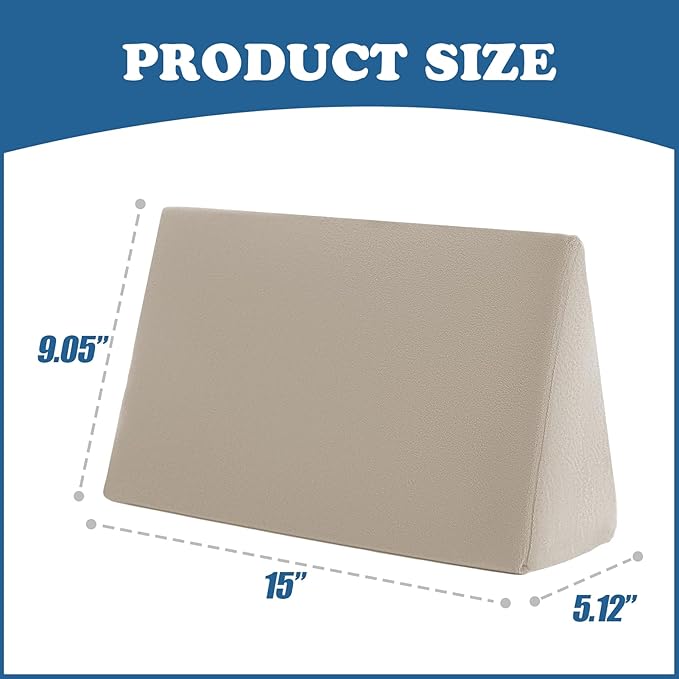 Small Wedge Pillow, Wedge Pillow for Bed Sores, Positioning Pillow, Positioning Wedge, Yoga Wedge Pillow, Mini Wedge Pillow for Laptop, Small Wedge Pillow for Chair (1 Unit, Apricot)