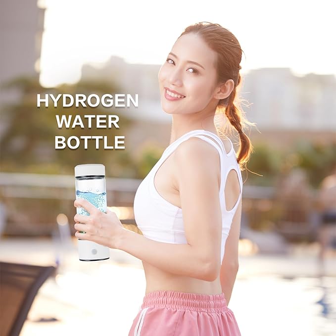 White 400ml Hydrogen Water Bottle High Hydrogen Concentration Generator Purifier Quantum Health Filter with SPE PEM Technology AY007