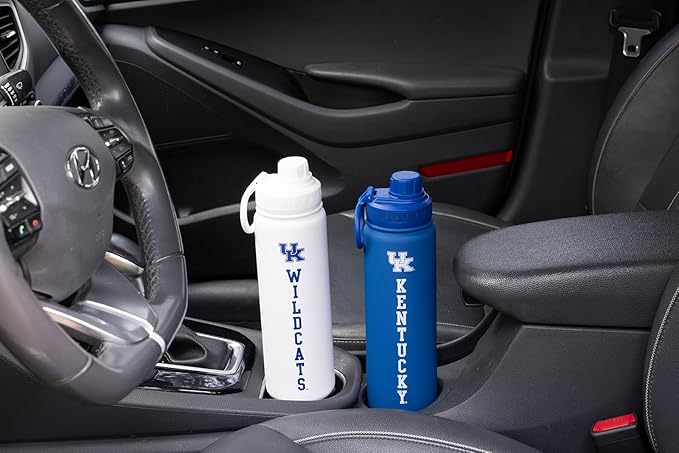 Kentucky Wildcats Water Bottle - White Double Walled Stainless Steel 24 oz Keeps Drinks Cold or Hot