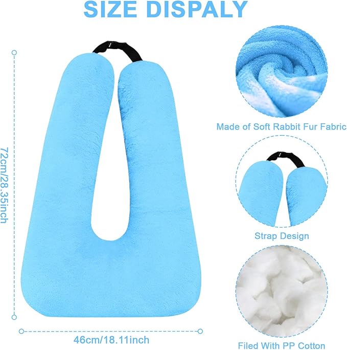 Travel Pillow, Travel Pillow for Kids, Sleeper Hold Pillow Travel, Removable U-Shaped Pillow for Adults and Children to Support Head and Body in The Back Seat of Long Car Trips (Blue)