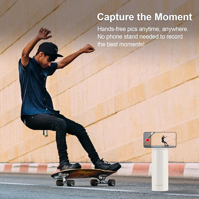 Insulated Water Bottle with Magnetic Phone Holder Compatible with MagSafe and iPhone, Stainless Steel Water Bottle Phone Mount For Sports Travel School, Hot 12H Cold 24H, 24oz (Black)