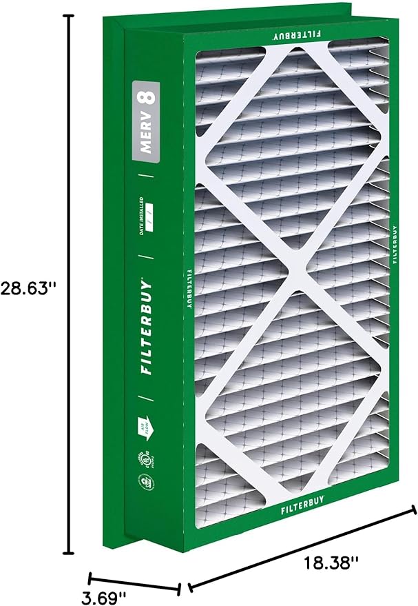 Filterbuy 20x30x5 Air Filter MERV 8 Dust Defense (2-Pack), Pleated HVAC AC Furnace Air Filters Replacement for Honeywell Return Grille (Actual Size: 18.38 x 28.63 x 3.69 Inches)
