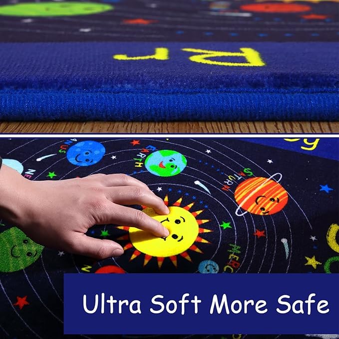 Kids Rug 4x4 Play Mats for Babies and Toddlers Kids Room Rug Play Mat for Children Toddlers,Circle Rug Kids Classroom Playroom Play Rug Round Rug Alphabet Nursery Area Rug