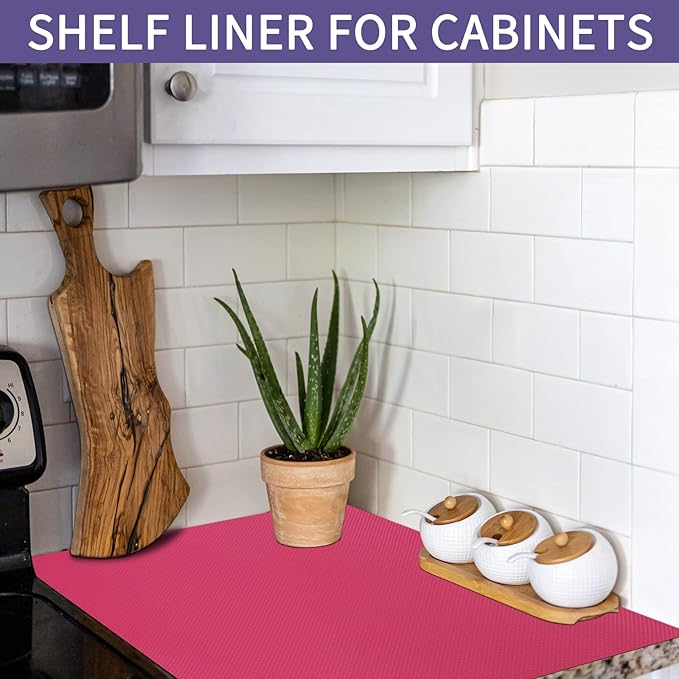 Kitchen Shelf Liner Drawer Liners, Non-Adhesive Refrigerator Liners Waterproof Fridge Mats with Strong Durable Kitchen Cabinets Mat for Drawers, Shelves, Pantry