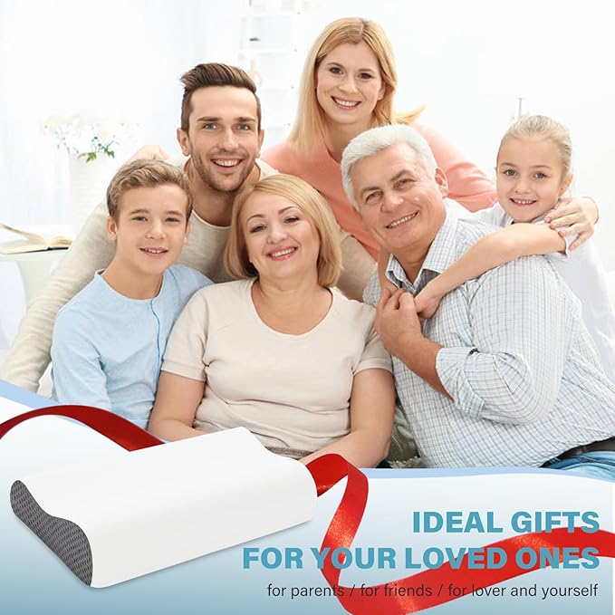 2 Pack Memory Foam Cooling Bed Pillows for Sleeping, Ergonomic Cervical Pillow for Neck and Shoulder Pain Relief, Adjustable Cold Pillow Set of 2,with Pillowcase (Grey)