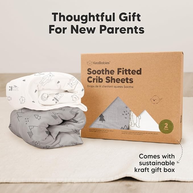 2-Pack Organic Crib Sheets for Boys, Girls - Jersey Fitted Crib Sheet, Baby Crib Sheets Neutral, Crib Mattress Sheet, Cotton Crib Sheets, Breathable Crib Sheet, Baby Mattress Sheets (Meadow)