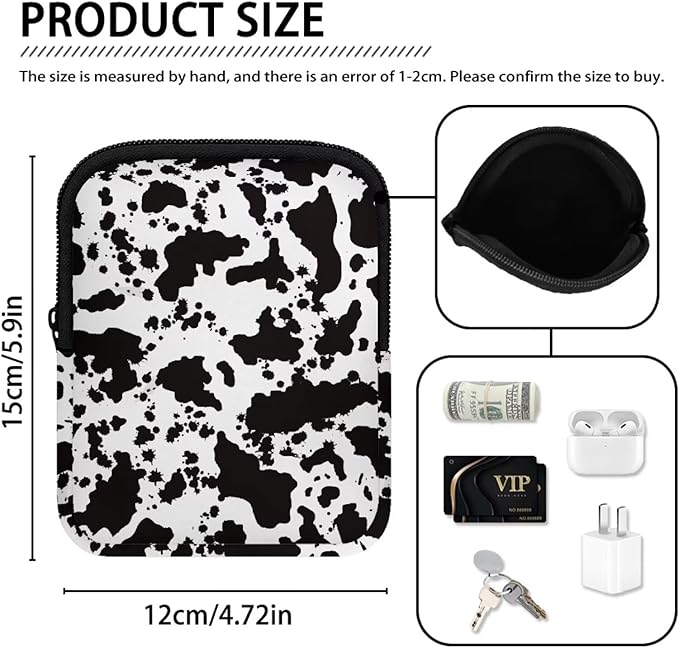 Water Bottle Pouch Cow Print Stanley Cup Pouches for 40oz Tumbler IceFlow Storage Pocket Stanley Phone Holder Gym Tumbler Accessories for Women