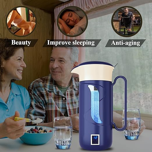 Hydrogen Water Bottle Alkaline Water Generator Hydrogen Water Ionizor Maker Machine Pitcher Ionizer with SPE & PEM Tech 1500ml/50floz