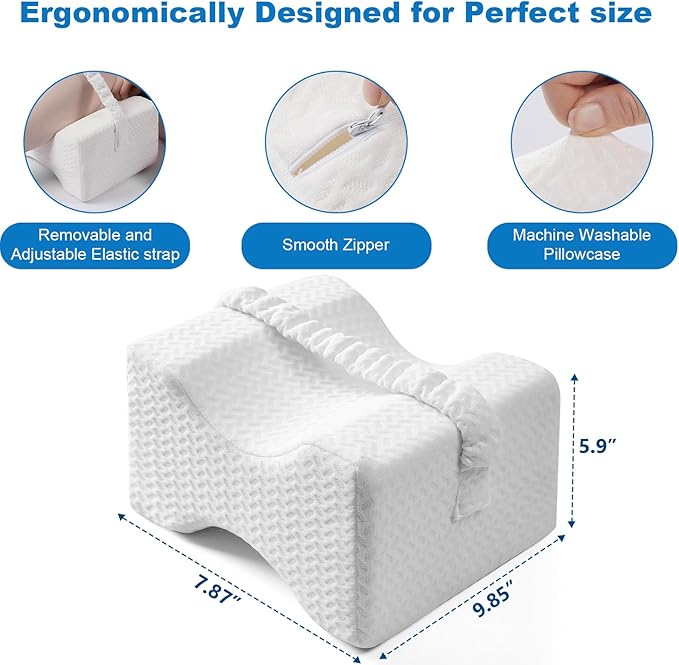 Knee Pillow,Knee Pillow for Side Sleepers,Leg Pillow,Side Sleeper Leg Pillow, Memory Foam Knee Pillow, Suitable for Leg, Back, Knee Pain, Improve Sleep Quality