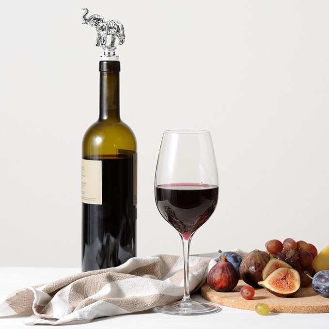 Homestia 2PCS Elephant Wine Stopper with Palm Tree Beer Bottle Opener Set, Wine Topper Seal Corks Silicone Wine Stopper, Reusable Cork Stoppers Bottle Toppers, Corks Stoppers