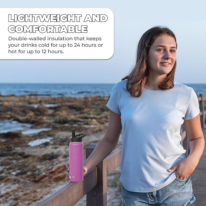HYDRATE Insulated Stainless Steel Water Bottle - Large Reusable Flask with Leak-Proof Design and Convenient Handle - Double Vacuum Insulation for School, Work, or Adventure
