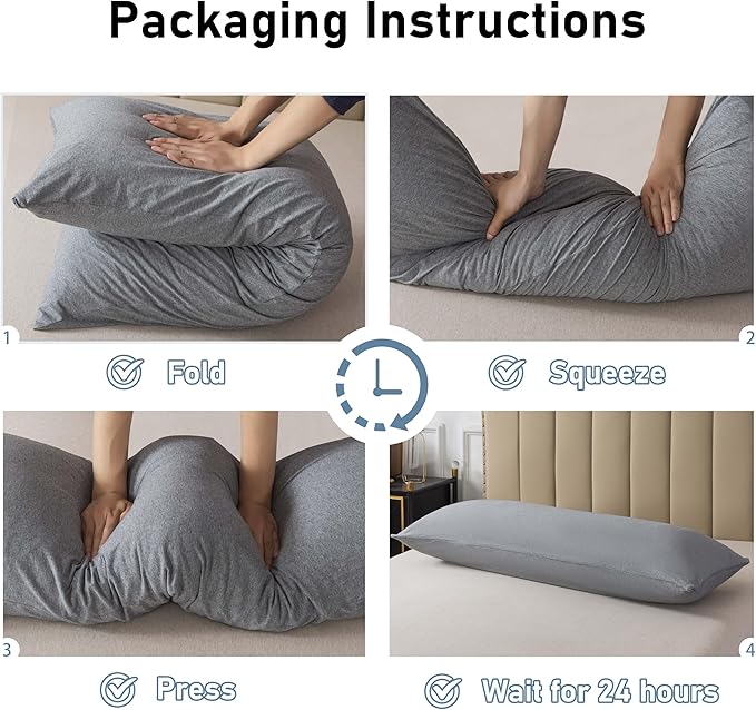 WhatsBedding Memory Foam Body Pillow for Adults, Long Body Pillow for Sleeping, Full Body Pillow for Bed (Removable Cotton Jersey Knitted Cover) - Dark Grey