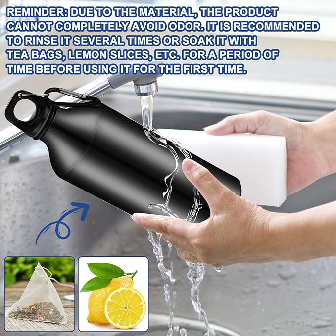 Nuogo 24 Pieces Aluminum Water Bottle 20 oz Lightweight Reusable Water Bottle Bulk Leak Proof Aluminum Water Bottles with Twist Cap and Buckle for Bike Travel Sports Camping (Black)