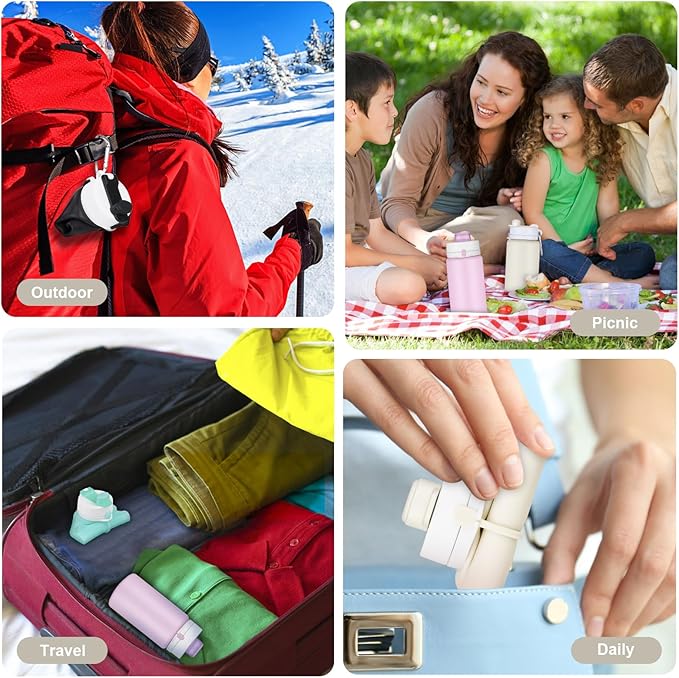Collapsible Water Bottle, Foldable Water Bottle BPA Free Reusable Lightweight Leak-Proof Travel Silicone Water Bottle for Travel, Gym, Hiking, Office, Camping