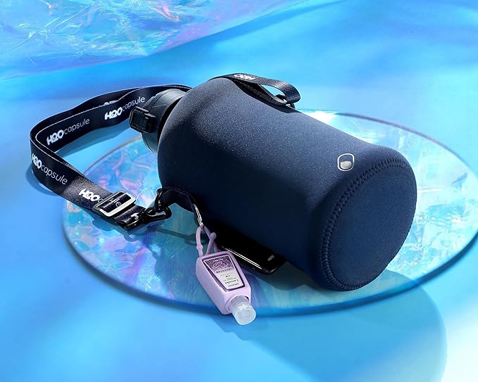 H2O Capsule 2.2L Half Gallon Water Bottle with Storage Sleeve and Covered Straw Lid – BPA Free Large Reusable Drink Container with Handle - Big Sports Jug, 2.2 Liter (74 Ounce)