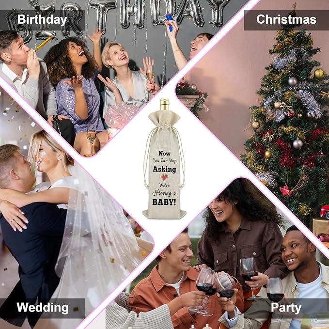 Christmas Gift for Mother Father Wine Bags Pregnancy Announcement Gift for Parents Surprised Christmas Gifts for Husband Drawstring Wine Wrap Bottle Bags Birthday Gift for Her Him Mother in Law Gift