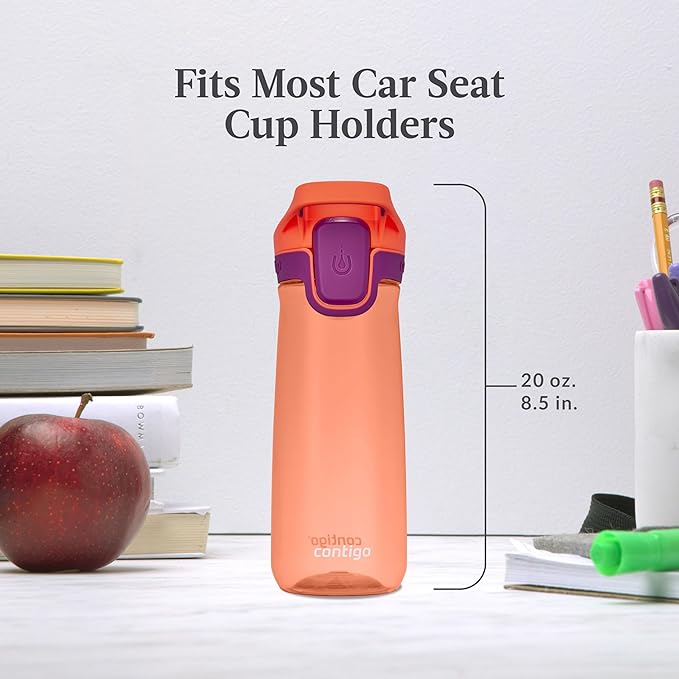 Contigo Autoseal Water Bottle, 20 oz, Coral/Grape