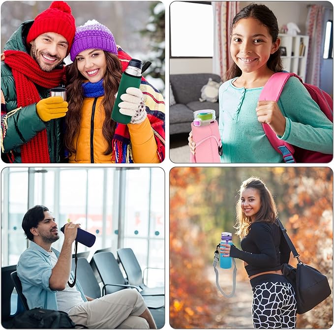 PATIKIL 65mmx180mm Water Bottle Sleeve, 4 Pack Neoprene Insulated Bottle Bag Holder Carrier Pouch with Finger Strap, Red