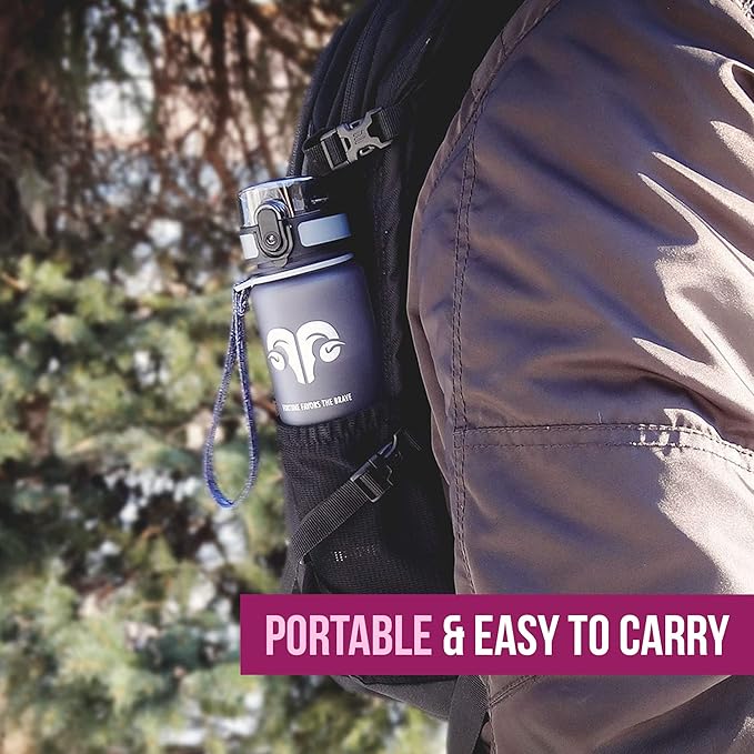 Embrava Best Sports Water Bottle - 17oz Small - Eco Friendly & BPA-Free Plastic - For Running, Gym, Yoga, Outdoors and Hiking - Fast Water Flow, Flip Top, Opens With 1-Click - Leak-proof Lid