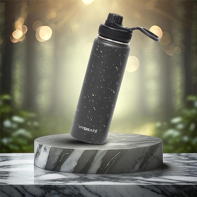 HYDRATE Insulated Stainless Steel Water Bottle - Large Reusable Flask with Leak-Proof Design and Convenient Handle - Double Vacuum Insulation for School, Work, or Adventure