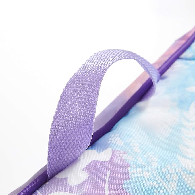 Idea Nuova Frozen 2 Kids Nylon Bean Bag Chair with Piping & Top Carry Handle with Olaf Graphics, Anna & Elsa, Purple, Large