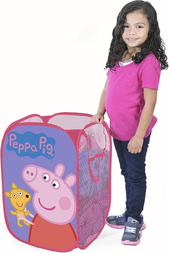 Idea Nuova Peppa Pig Pop Up Hamper with Durable Carry Handles, 21" H x 13.5" W X 13.5" L