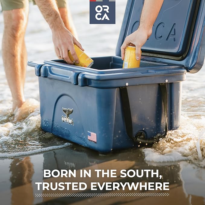 ORCA Hydra 66oz | Insulated, Stainless Steel Water Bottle with Powder Coat Finish & Silicone Grip Whale Tale Handle, Dishwasher Safe Sports Bottle — Navy