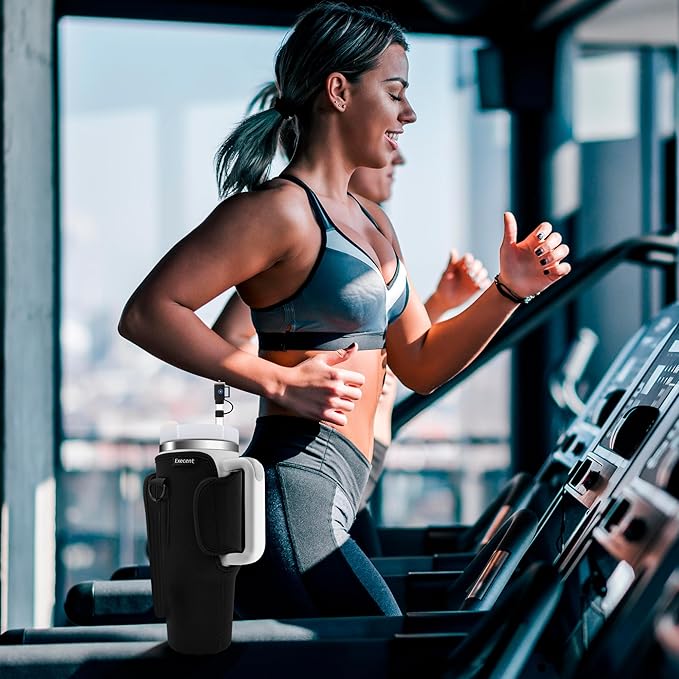 Water Bottle Carrier Bag for Stanley Cup Accessories, for Stanley Tumbler 40 Oz with Handle Holder Bag with Strap Neoprene Bollus with Straw, Straw Cover, Carabiner (Off White)