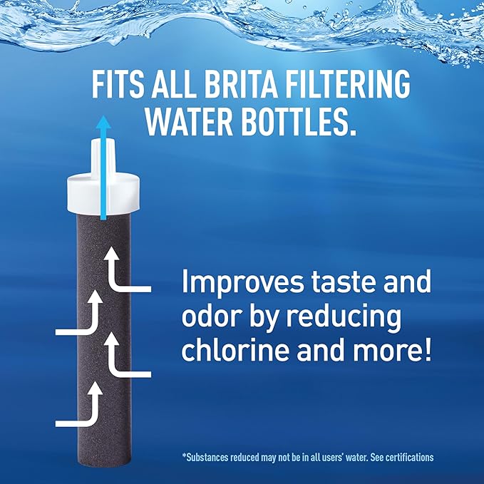 Brita Stainless Steel Premium Filtering Water Bottle, BPA-Free, Reusable, Insulated, Replaces 300 Plastic Water Bottles, Filter Lasts 2 Months or 40 Gallons, Includes 1 Filter, Stainless - 32 oz.