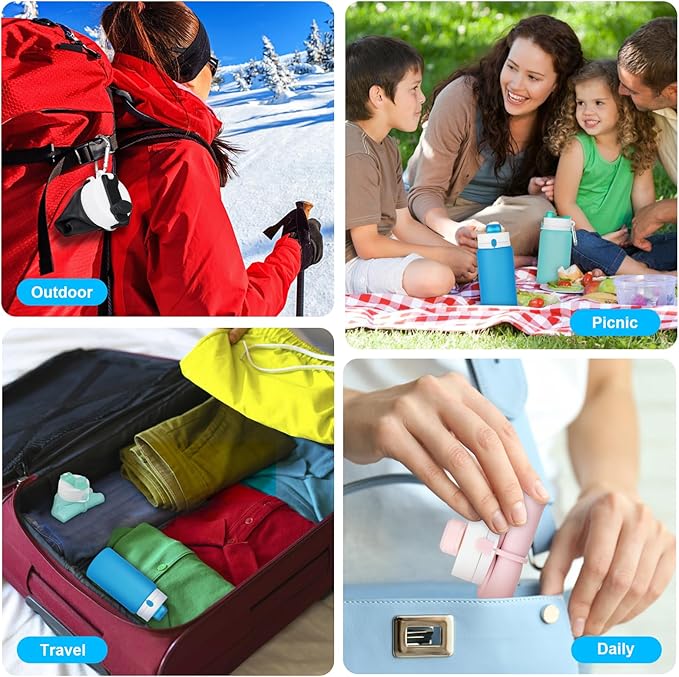 Collapsible Water Bottle, Foldable Water Bottle BPA Free Reusable Lightweight Leak-Proof Travel Silicone Water Bottle for Travel, Gym, Hiking, Office, Camping