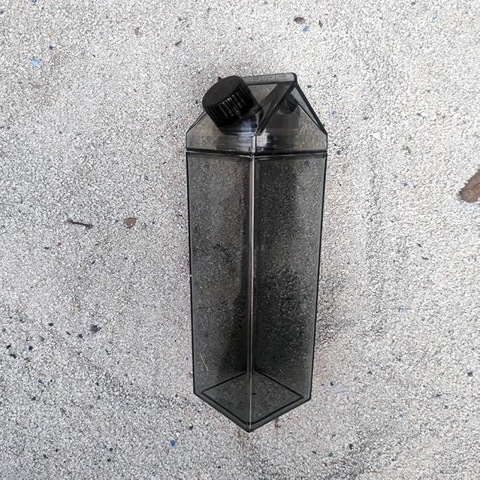 Jinberry 1000ml/34oz Cute Leakproof Clear Milk Carton Water Bottle Portable Drinkware for Outdoor Climbing Tour or Camping