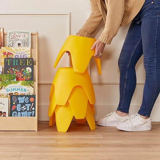 ECR4Kids Ayana Stool Set, Flexible Seating, Yellow, 4-Pack