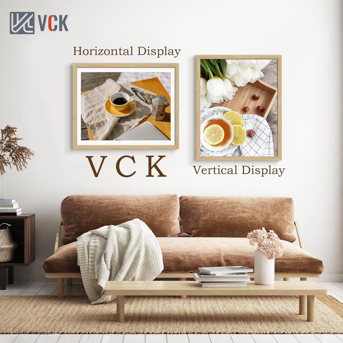 VCK 20x30 Oak Wood Frame for Poster & Picture, Natural Solid Wood Photo Frames 3 Pack, Wall Mounting Hanging