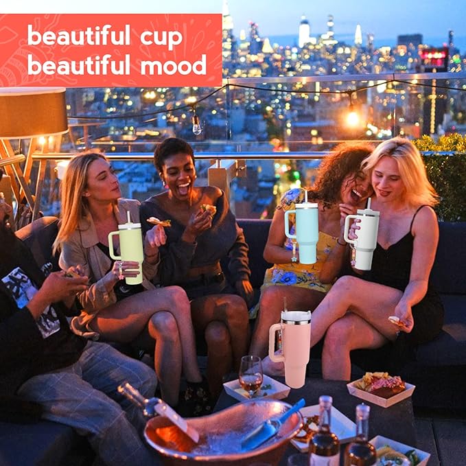 Mity rain 4 Pack Letter Charm Accessories for Stanley Cup, 4 PCS Charm Chains and 400PCS DIY Letter Beads, Letter Handle Charm Designed for Stanley Tumbler Handle Decorations (Silver)