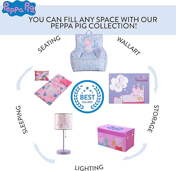 Idea Nuova Peppa Pig Pop Up Hamper with Durable Carry Handles, 21'' H x 13.5'' W X 13.5'' L, Peppa Pig/Light Purple