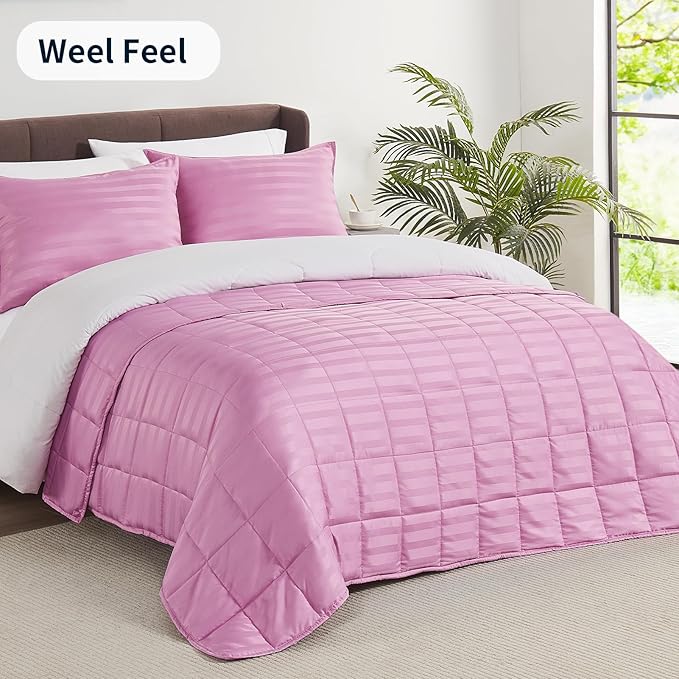 Weighted Blanket for Adult,12lbs Heavy Weighted Blanket 60"x80" Breathable Cooling Summer Blankets, Ultra Soft Cotton Comfort Throw Blanket with Glass Beads for All-Season (Pink)