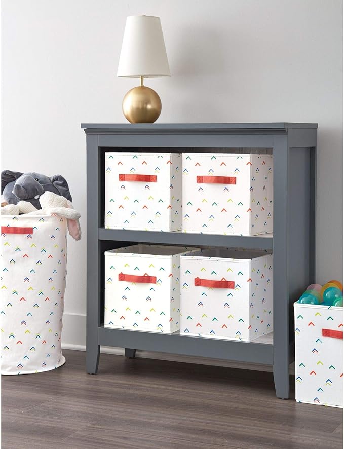 iDesign Arrow Fabric Storage Cube Bin, Small Basket Container with Dual Side Handles for Closet, Bedroom, Toys, Nursery - Multicolored