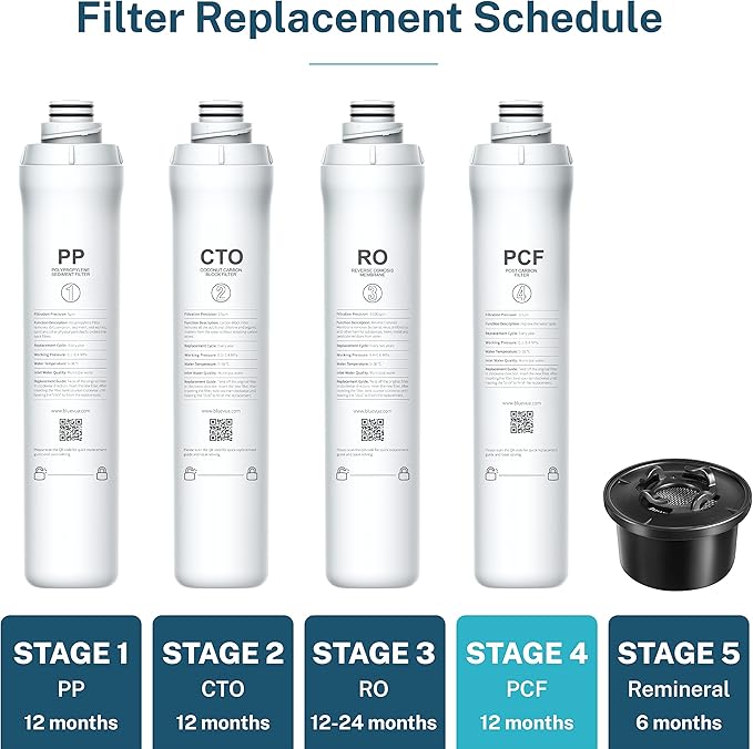 Bluevua ROPOT PCF Filter, Replacement for RO100ROPOT, 1-year Lifetime-4th Stage