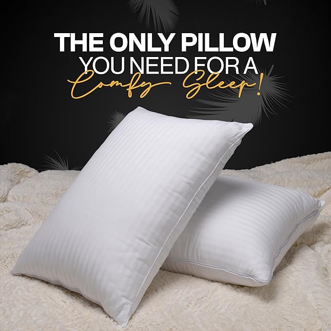 EverSnug Goose Feather Adjustable Layer Pillows for Sleeping - Set of 2, Cooling, Luxury Pillows for Back, Stomach or Side Sleepers (Queen (Pack of 2))