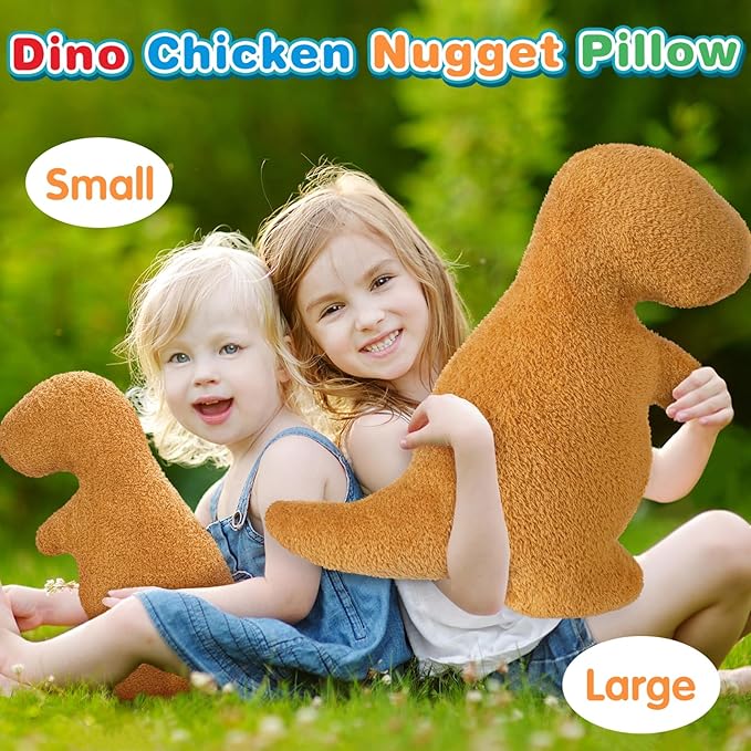 Dino Nugget Pillow Birthday Gifts for Boys Girls, Dinosaur Chicken Nuggets Pillow Funny Gifts for Teens, Dinosaur Stuffed Animal Throw Pillow Cute Dinosaur Gifts for Kids (Large, Tyran Rex)