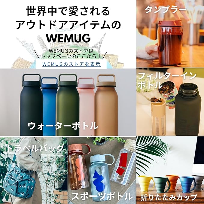 WEMUG Waterbottle 21 oz Easy Carry Handle, Modern Simple Design, BPA-Free, Leak Proof, Durable Plastic, Ultra Light, Handled (blue)