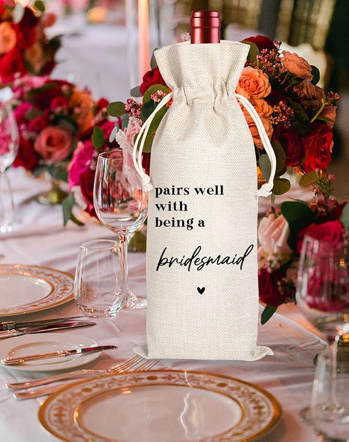 Bridesmaid Gift|Bridesmaid Proposal Gifts Wine Bag|Maid of Honor Proposal Gifts|Proposal Gifts for My Bridesmaids|Pairs Well With being a Bridesmaid(11MA17)