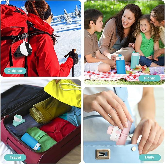 Collapsible Water Bottle, Foldable Water Bottle BPA Free Reusable Lightweight Leak-Proof Travel Silicone Water Bottle for Travel, Gym, Hiking, Office, Camping
