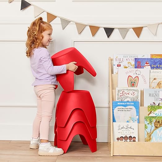 ECR4Kids Ayana Stool Set, Flexible Seating, Red, 4-Pack