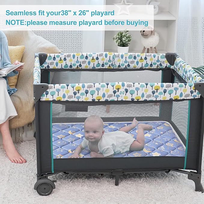 Pack and Play Mattress Topper - 38" x 26", Soft & Firm Premium Foam Pack N Play Mattresses Pad, Odorless Baby Foam Playpen Mattresses,Portable Playard Mattress Topper- Breathable & Comfort